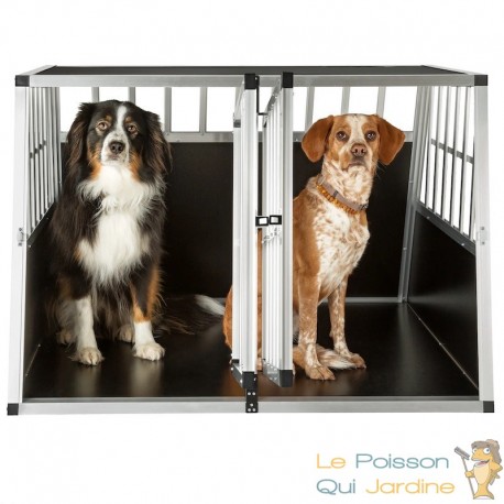 Cage double Caisse de transport solide en métal et bois pour chiens