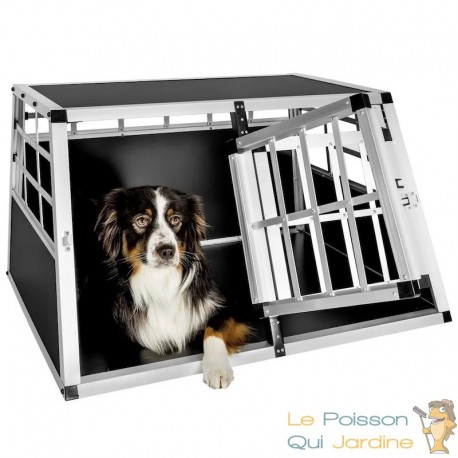 Cage double de transport solide en métal et bois Arrière droit pour chiens