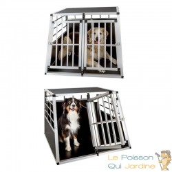 Grande Cage double de transport solide en métal et bois Arrière droit pour chiens