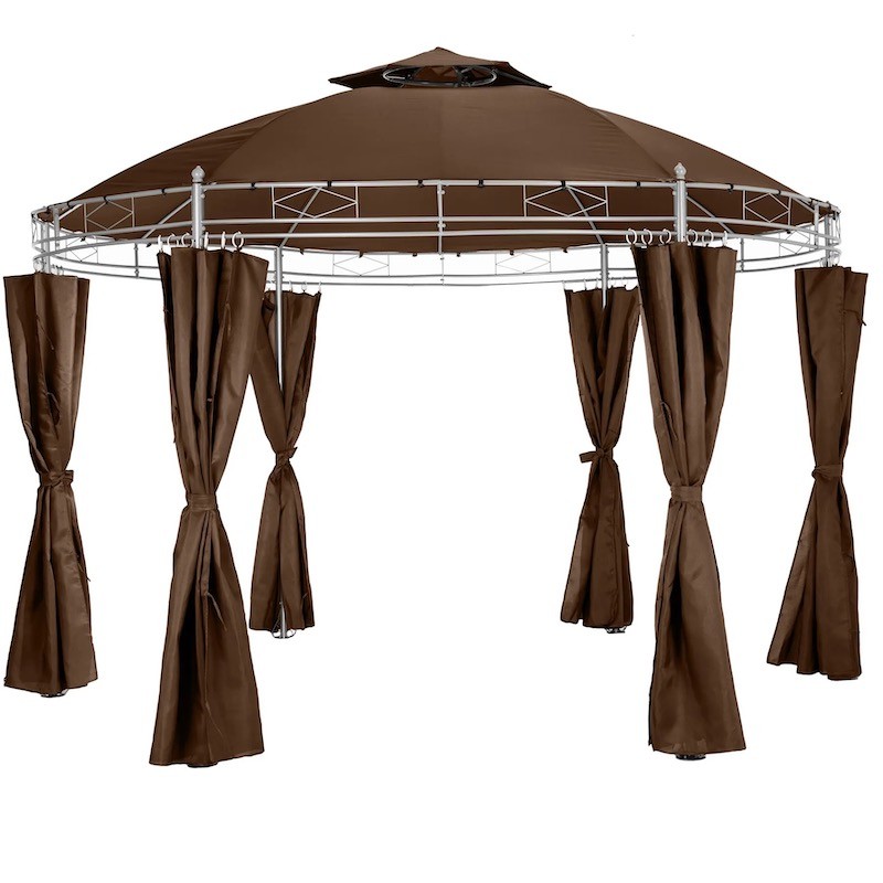 Tonnelle, pavillon de jardin 3,50 m de diamètre, couleur marron