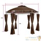 Tonnelle, pavillon de jardin 3,50 m de diamètre, couleur marron