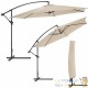 Parasol beige de 350 cm, belle qualité de finition avec une housse de protection incluse