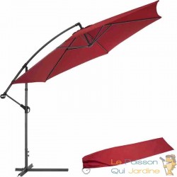 Parasol rouge de 350 cm, belle qualité de finition avec une housse de protection incluse