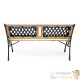 Banc de jardin en bois et fonte de fer avec dossier à motif double grille