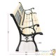 Banc de jardin en bois et fonte de fer avec dossier à motif double grille