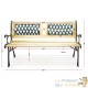 Banc de jardin en bois et fonte de fer avec dossier à motif double grille