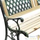 Banc de jardin en bois et fonte de fer avec dossier à motif double grille