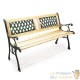 Banc de jardin en bois et fonte de fer avec dossier à motif double grille