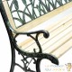 Banc de jardin en bois et fonte de fer avec dossier à motif tulipe double grille