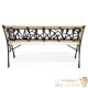 Banc de jardin en bois et fonte de fer avec dossier à motif tulipe double grille