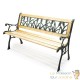 Banc de jardin en bois et fonte de fer avec dossier à motif tulipe double grille