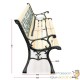 Banc de jardin en bois et fonte de fer avec dossier à motif tulipe double grille
