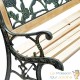 Banc de jardin en bois et fonte de fer avec dossier à motif rose double grille