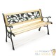 Banc de jardin en bois et fonte de fer avec dossier à motif rose double grille