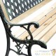 Banc de jardin en bois et fonte de fer avec dossier à motif grille