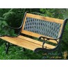 Banc de jardin en bois et fonte de fer avec dossier à motif grille