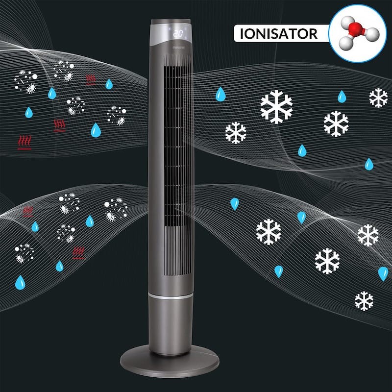 Ventilateur colonne oscillant de 120 cm avec télécommande - Circulation d'air optimale à 90° !