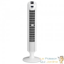 Ventilateur blanc oscillant de 84 cm avec télécommande - Circulation d'air optimale à 90° !
