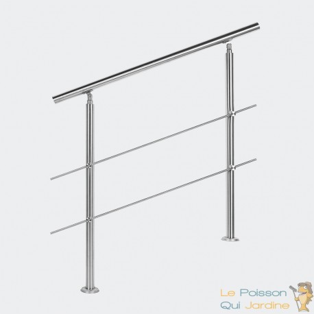 Rampe D'Escalier, Main Courante, Sur Pieds, 120 cm, Acier Inoxydable, 2 Barres 