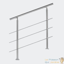 Rampe D'Escalier Sur Pied, 180 cm, En Acier Inoxydable, 3 barres