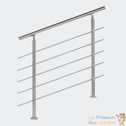 Rampe D'Escalier Sur Pied, 160 cm, En Acier Inoxydable, 5 barres