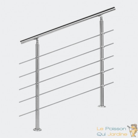 Rampe D'Escalier Sur Pied, 180 cm, En Acier Inoxydable, 5 barres