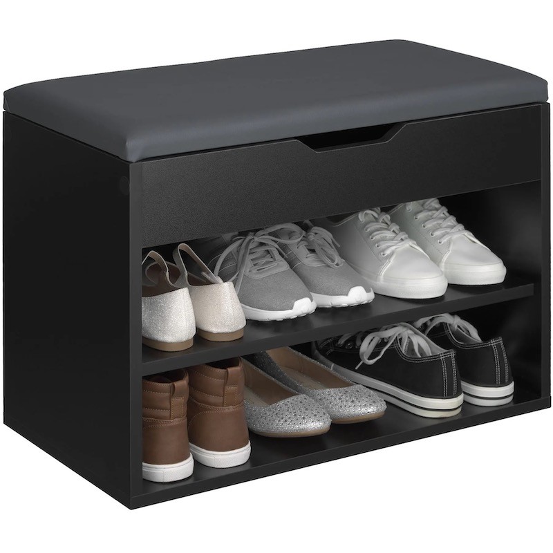 Banc ou meuble à chaussure noir 60X30X43. Avec coussin