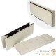 Banc coffre de rangement pliable : élégance et fonctionnalité aspect cuir beige, dimensions 110x38x38cm.