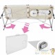 Table de massage pliable en aluminium blanc avec réglage de hauteur et accoudoirs.