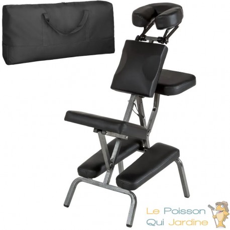 Chaise de massage noire rembourrée avec sac de transport inclus