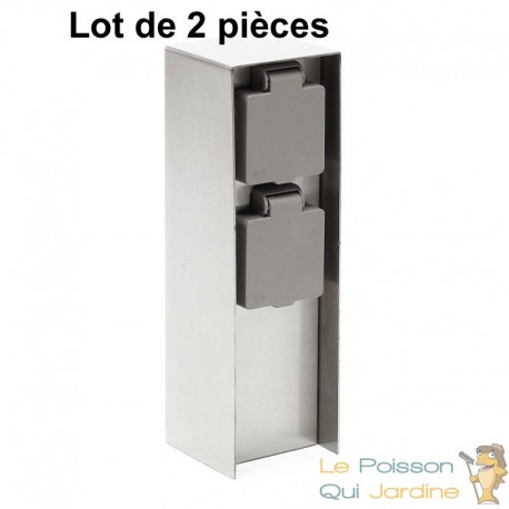 Lot de 2 Multiprises Borne Carrée 2 Prises Électriques Pour Jardin Et Extérieur