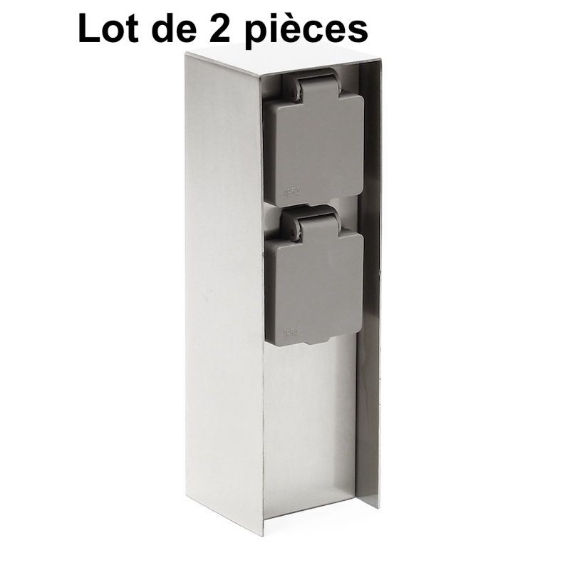 Lot de 2 Multiprises Borne Carrée 2 Prises Électriques Pour Jardin Et Extérieur