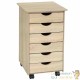 Armoire de Bureau Bois clair. Sur roulettes. 6 Tiroirs, 65 cm de haut