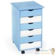 Armoire de Bureau Bleu. Sur roulettes. 6 Tiroirs, 65 cm de haut