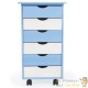 Armoire de Bureau Bleu. Sur roulettes. 6 Tiroirs, 65 cm de haut