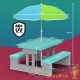 Table, bancs et parasol pour enfants Bleu et vert