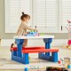 Table, bancs et parasol pour enfants Bleu, blanc et rouge