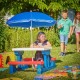 Table, bancs et parasol pour enfants Bleu, blanc et rouge