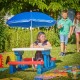 Table, bancs et parasol pour enfants Bleu, blanc et rouge