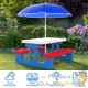 Table, bancs et parasol pour enfants Bleu, blanc et rouge