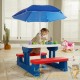 Table, bancs et parasol pour enfants Bleu, blanc et rouge