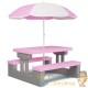 Table, bancs et parasol jeu extérieur pour enfants Rose