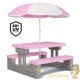 Table, bancs et parasol jeu extérieur pour enfants Rose