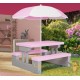 Table, bancs et parasol jeu extérieur pour enfants Rose