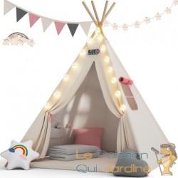 Jouet Tipi avec tapis rose pour enfants Jeu de jardin ou de chambre d'enfant