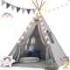 Jouet Tipi avec tapis gris pour enfants Jeu de jardin ou de chambre d'enfant