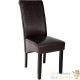 Chaise de Salle à Manger Marron foncé aspect simili cuitr avec pieds en bois résistants
