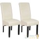 Lot de 2 Chaises de Salle à Manger blanche crème aspect simili cuir avec pieds en bois résistants