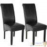 Lot de 2 Chaises de Salle à Manger noir aspect simili cuir avec pieds en bois résistants