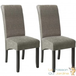 Lot de 2 Chaises de Salle à Manger gris aspect simili cuitr avec pieds en bois résistants